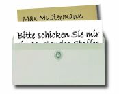 Fertiges Kuvert für die Stoffbestellung bei Stoffe Tippel