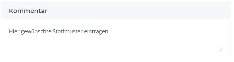 Kommentarfeld für die Musterbestellung im Checkout gefüllt