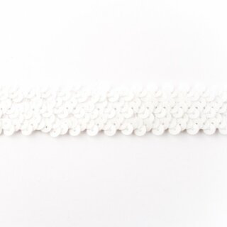 Paillettenborte elastisch breit/ weiß