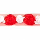Tüll - Band Blume rot-weiß