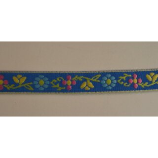 Jacquardborte 14 Blumenranke blau