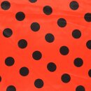 Faschingssatin gro&szlig;e Punkte rot schwarz