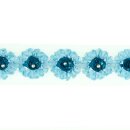 Tüll - Band Blume mit Perle hellblau