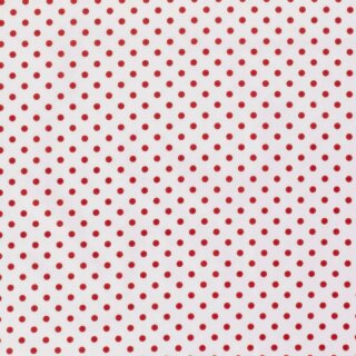 Baumwoll - Stoff Punkte 0,5 cm weiß/rot