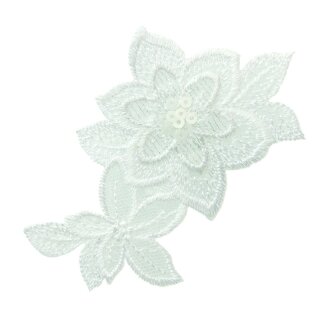 Applikation Blumenornament weiß