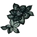 Applikation Blumenornament schwarz