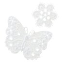 Applikation Schmetterling und Blüte weiße Spitze