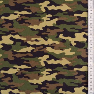 Baumwolldruck Camouflage gr&uuml;n