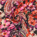 Polyesterkrepp Blumen und Paisley