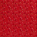 Weihnachts - Stoff Goldene Weihnachtsbäume Rot