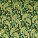 Weihnachts - Baumwollstoff Paisley und Sterne grün