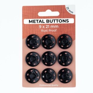 Metalldruckkn&ouml;pfe schwarz / 21 mm
