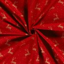 Weihnachts - Baumwollstoff Hirsch rot