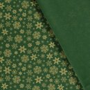 Weihnachts - Baumwollstoff Stern und Flocke gr&uuml;n