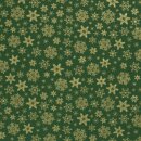 Weihnachts - Baumwollstoff Stern und Flocke gr&uuml;n