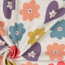 Kinderjersey Polyester-Gemisch Herz, Blumen