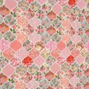 Baumwolldruck Patchwork rosa/hellgrau