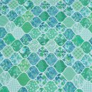 Baumwolldruck Patchwork gr&uuml;n/petrol